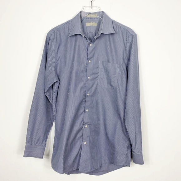 Nordstrom Blue/White Pinstripe Button Down Shirt - Picture 3 of 8
